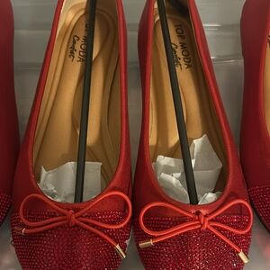 Top Moda Women's Red Ballet Flats